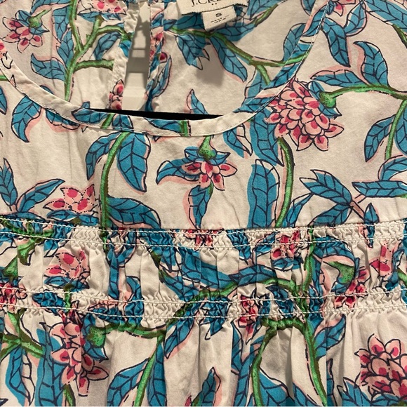 J. Crew Factory S Floral Top Boho Peasant Cotton Puff Sleeve Cottagecore 056 - Picture 3 of 8